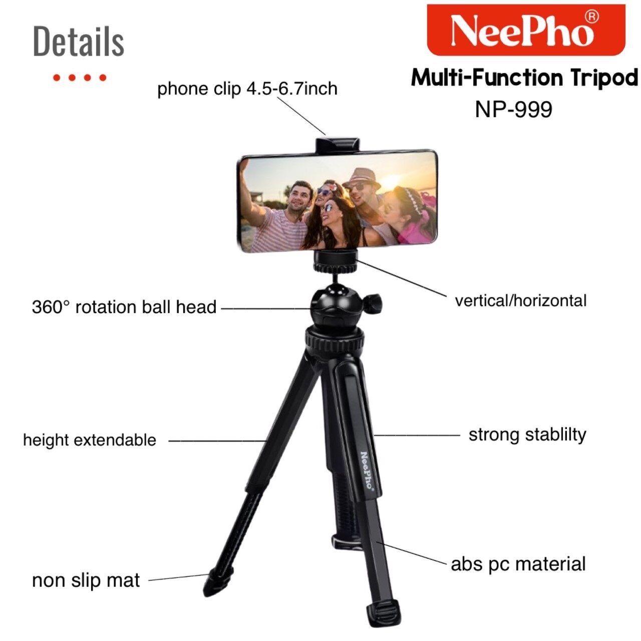 📸 Neepho NP-999 Multi Function Tripod For Shooting